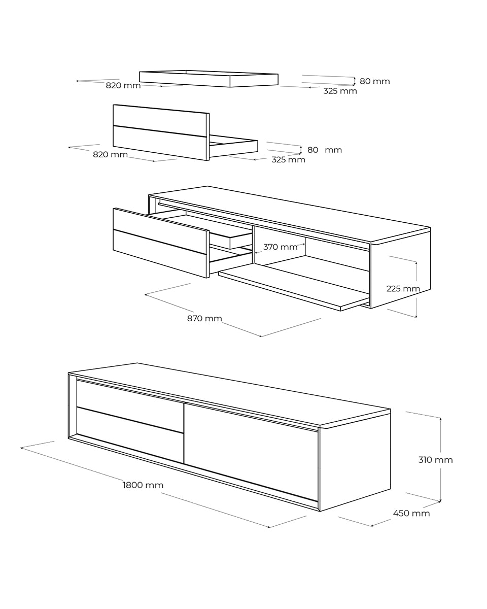 שידת טלוויזיה מגירות Link - Idana Furniture