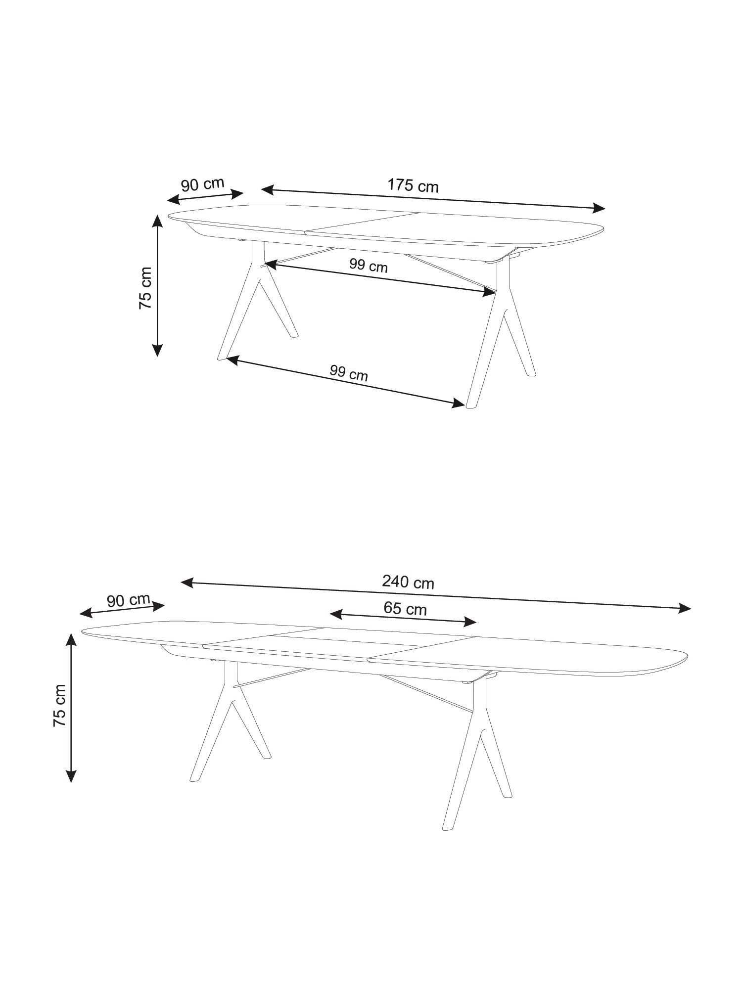 שולחן אוכל אליפסה נפתח Corna Slim - Idana Furniture