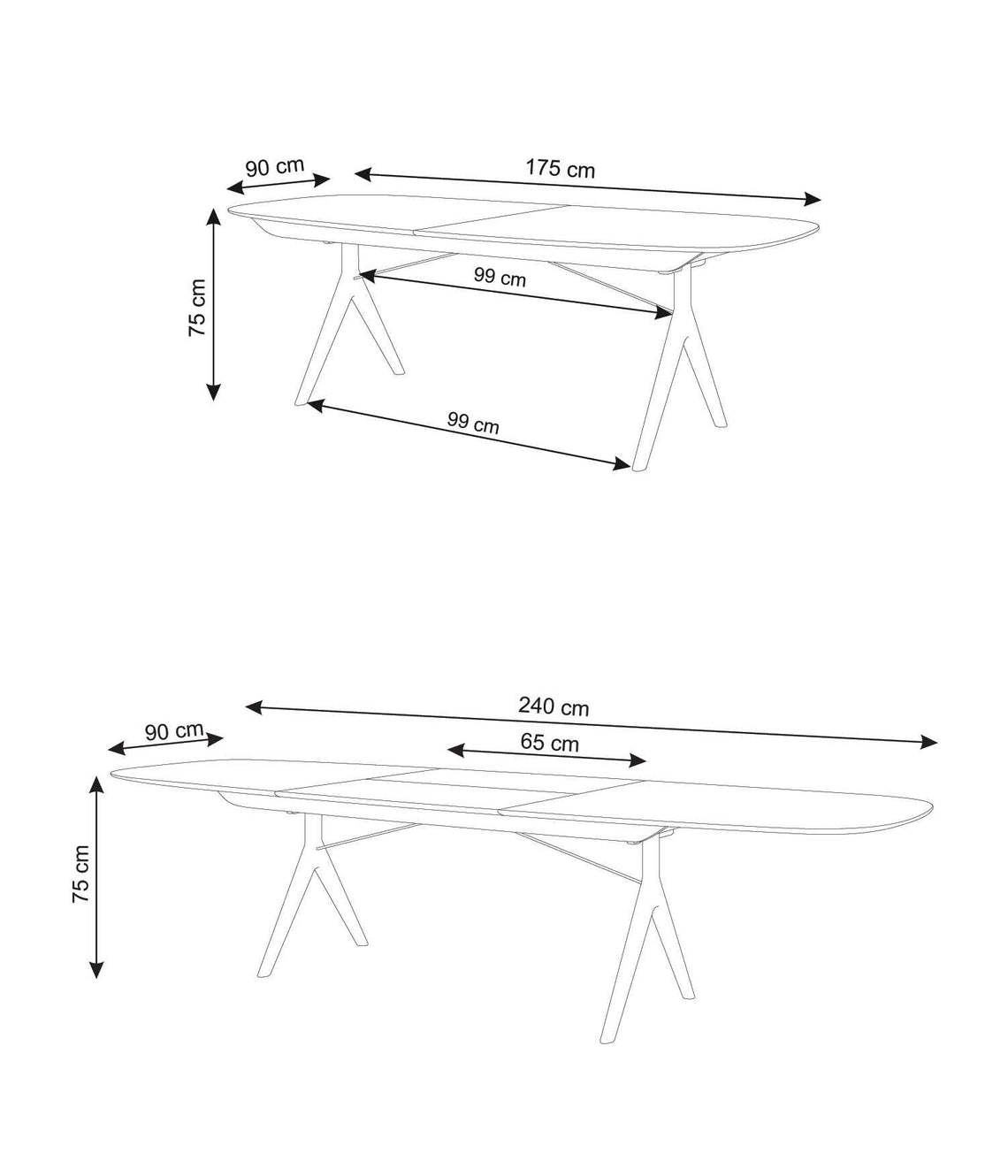 שולחן אוכל אליפסה נפתח Corna Slim - Idana Furniture