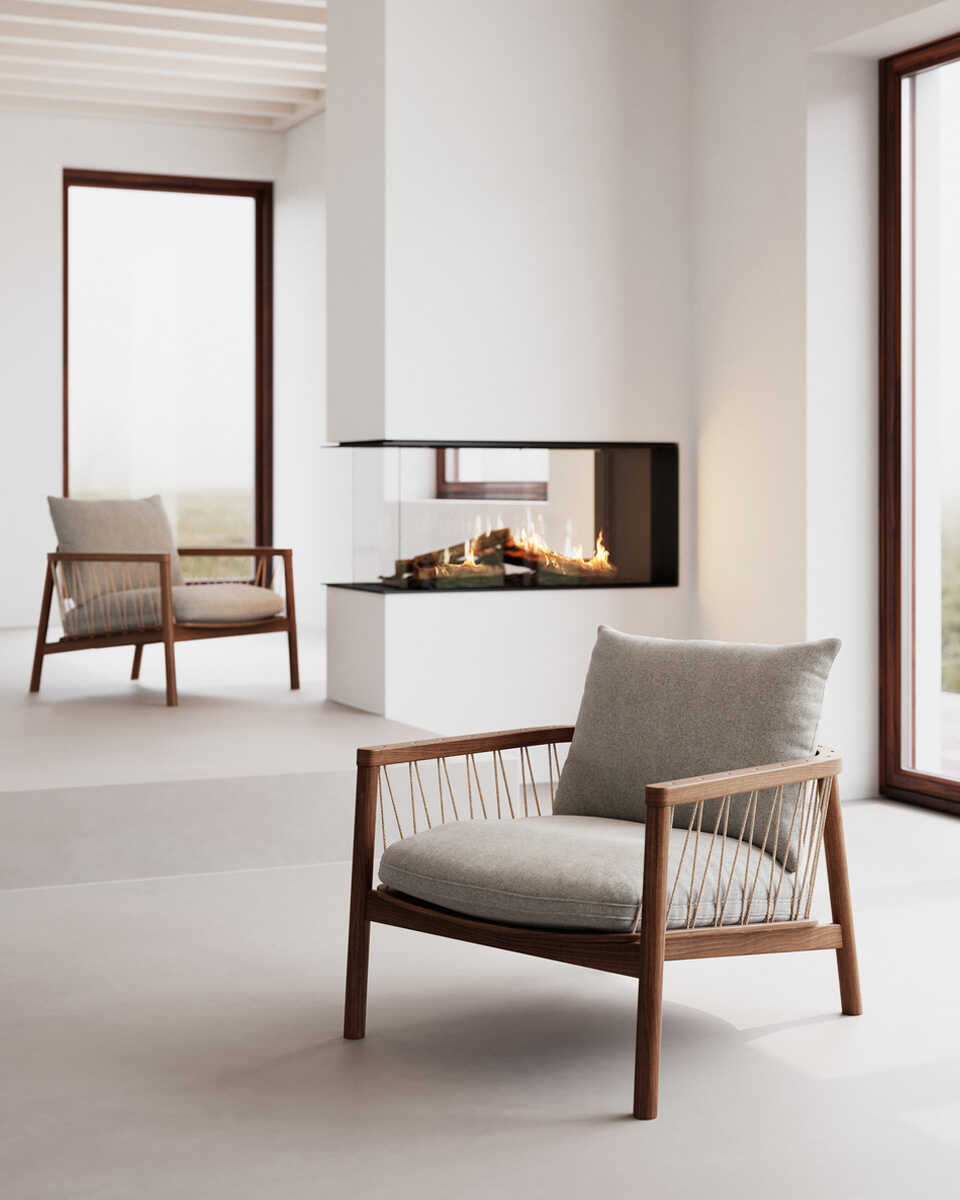 כורסת עץ אלון חום Enzo - Idana Furniture