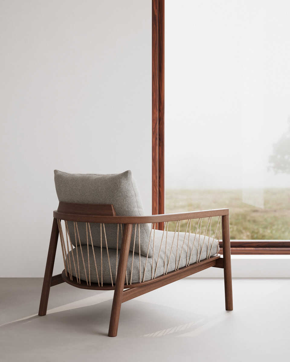 כורסת עץ אלון חום Enzo - Idana Furniture