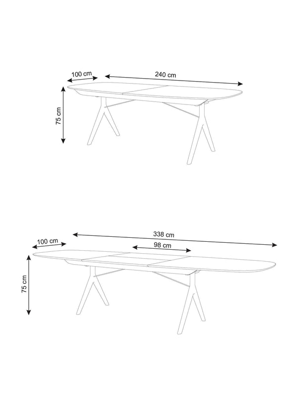 שולחן אוכל אליפסה נפתח Corna Slim - Idana Furniture