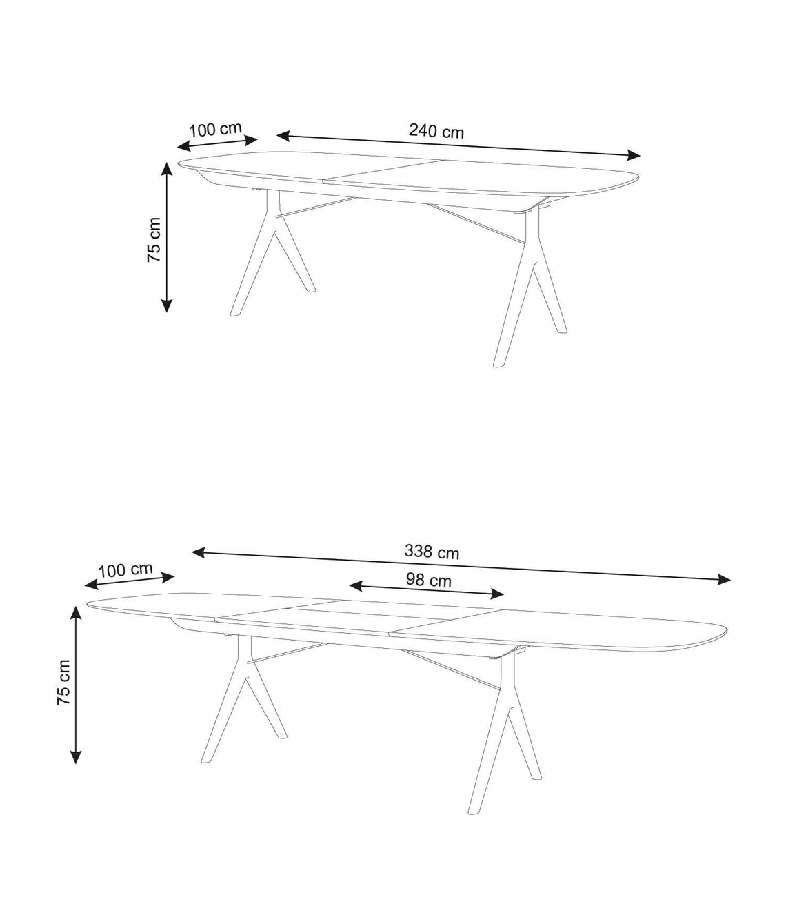 שולחן אוכל אליפסה נפתח Corna Slim - Idana Furniture