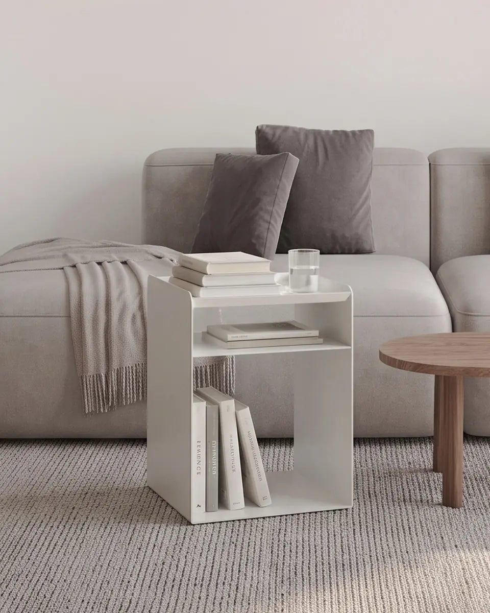 Bedroom bedside table, living room side table in Nordic Scandinavian design, minimalist metal table, living room furniture