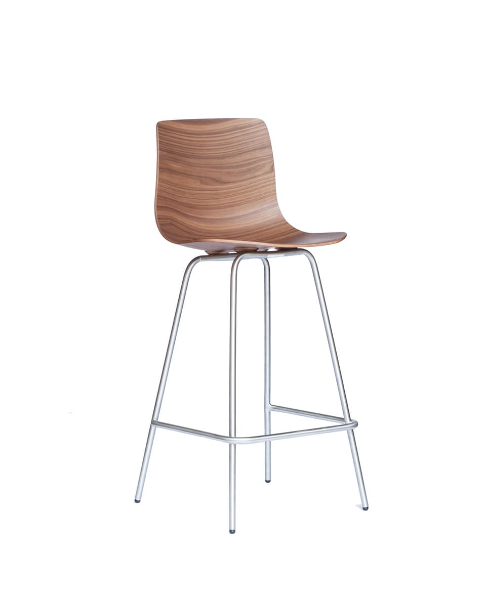 כסא בר - רגליים מתכת - כסא בר עץ - idana furniture - counter chair - wood counter chair - chrome legs - loku bar chair