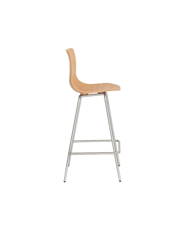 כסא בר - רגליים מתכת - כסא בר עץ - idana furniture - counter chair - wood counter chair - chrome legs - loku bar chair