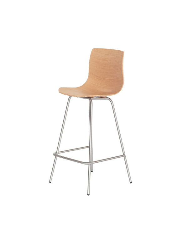 כסא בר - רגליים מתכת - כסא בר עץ - idana furniture - counter chair - wood counter chair - chrome legs - loku bar chair
