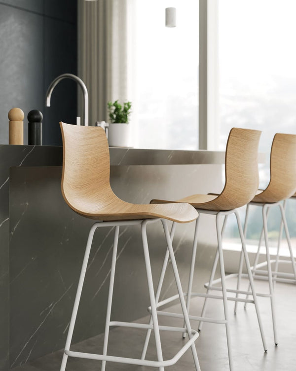 כסא בר - רגליים מתכת - כסא בר עץ - idana furniture - counter chair - wood counter chair - chrome legs - loku bar chair