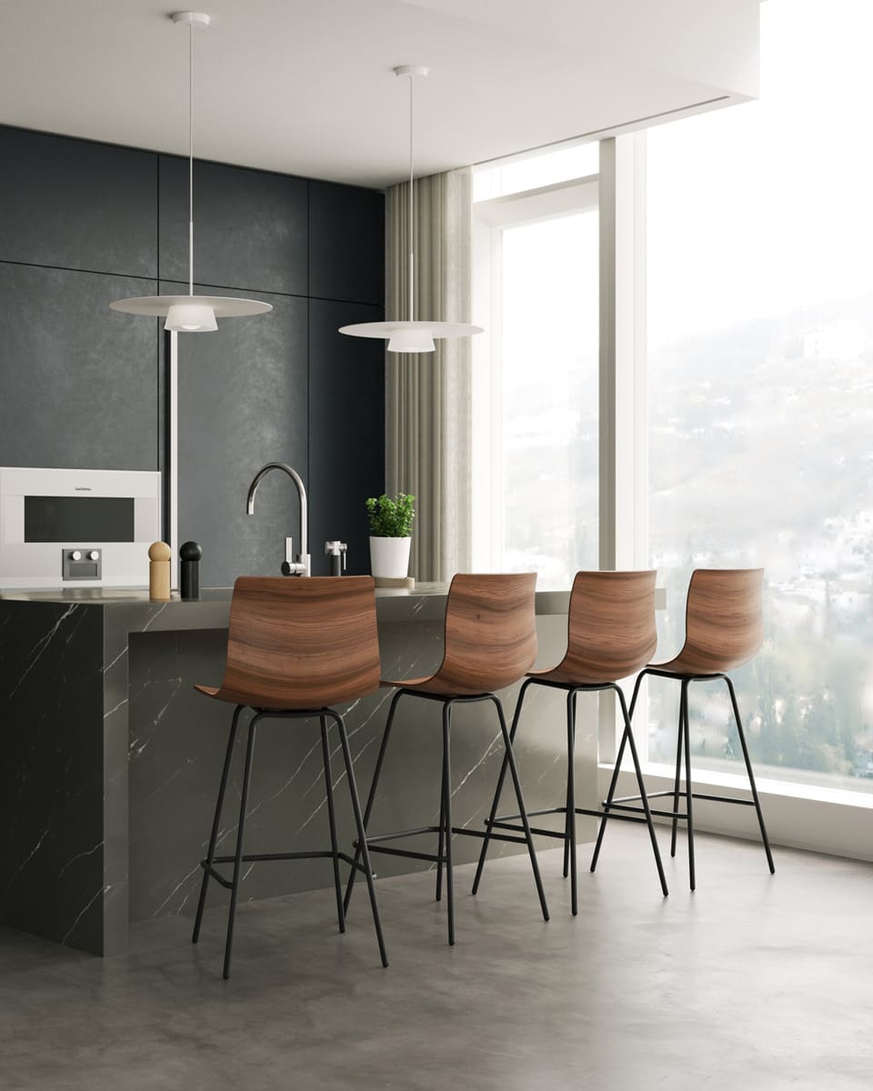 כסא בר - רגליים מתכת - כסא בר עץ - idana furniture - counter chair - wood counter chair - chrome legs - loku bar chair