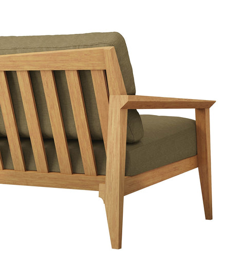 ספה דו מושבית ספה זוגית נורדית סקנדינבית מרופדת נוחה עץ אלון