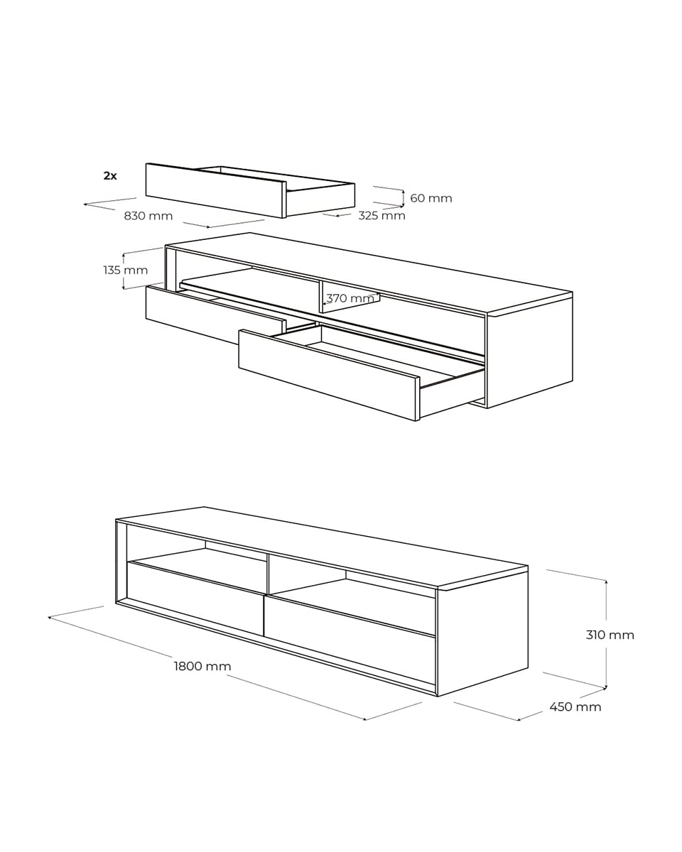 שידת טלוויזיה פתוחה Link - Idana Furniture
