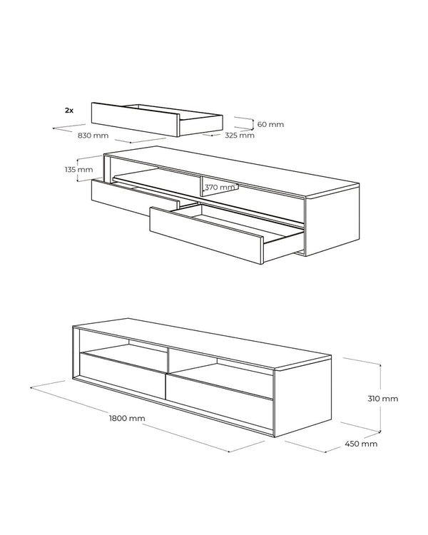 שידת טלוויזיה פתוחה Link - Idana Furniture