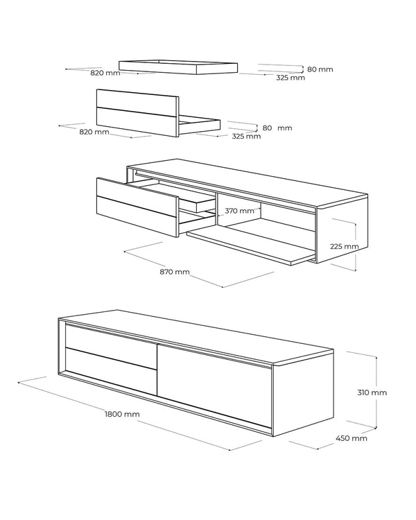 שידת טלוויזיה מגירות Link - Idana Furniture